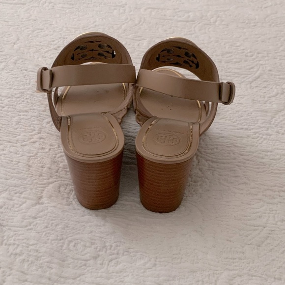 Tory Burch Miller Wedge Nude Sandals - Picture 3 of 7